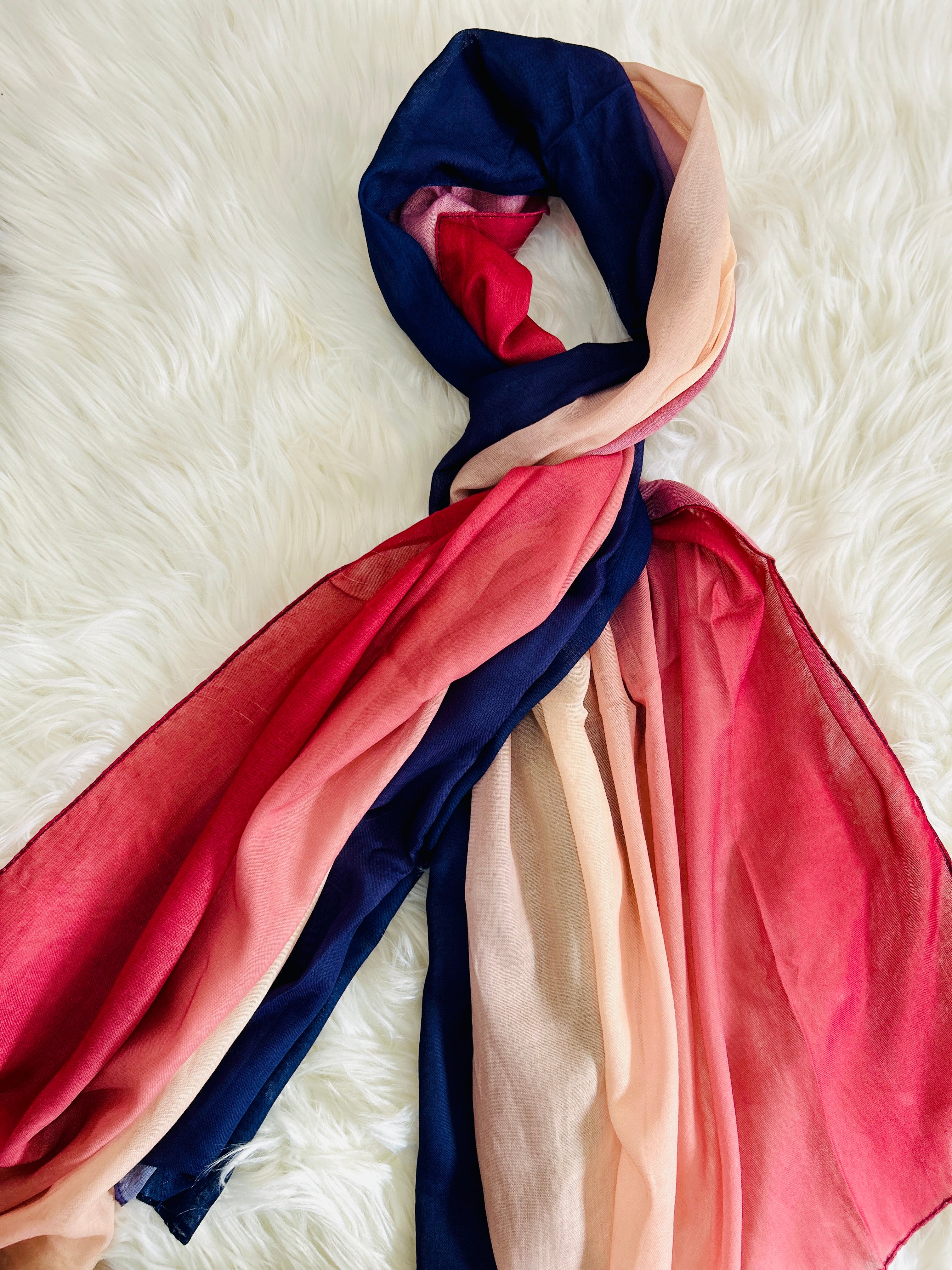 Tri Tone Lawn Hijab - Berry Blush