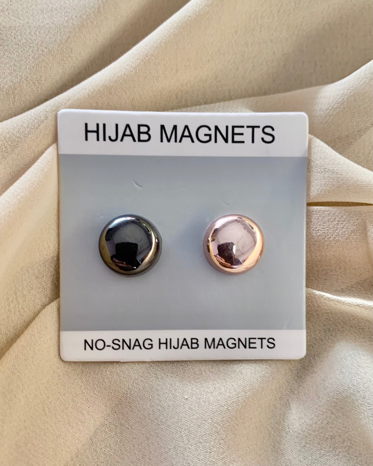 Metallic Round Hijab Magnets - Pack of 2 - Rose Gold & Black