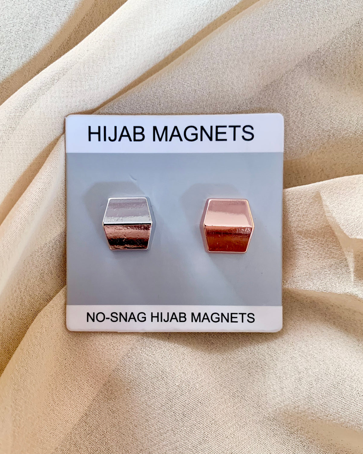 Metallic Hexagon Hijab Magnets - Pack of 2 - Silver & Rose Gold