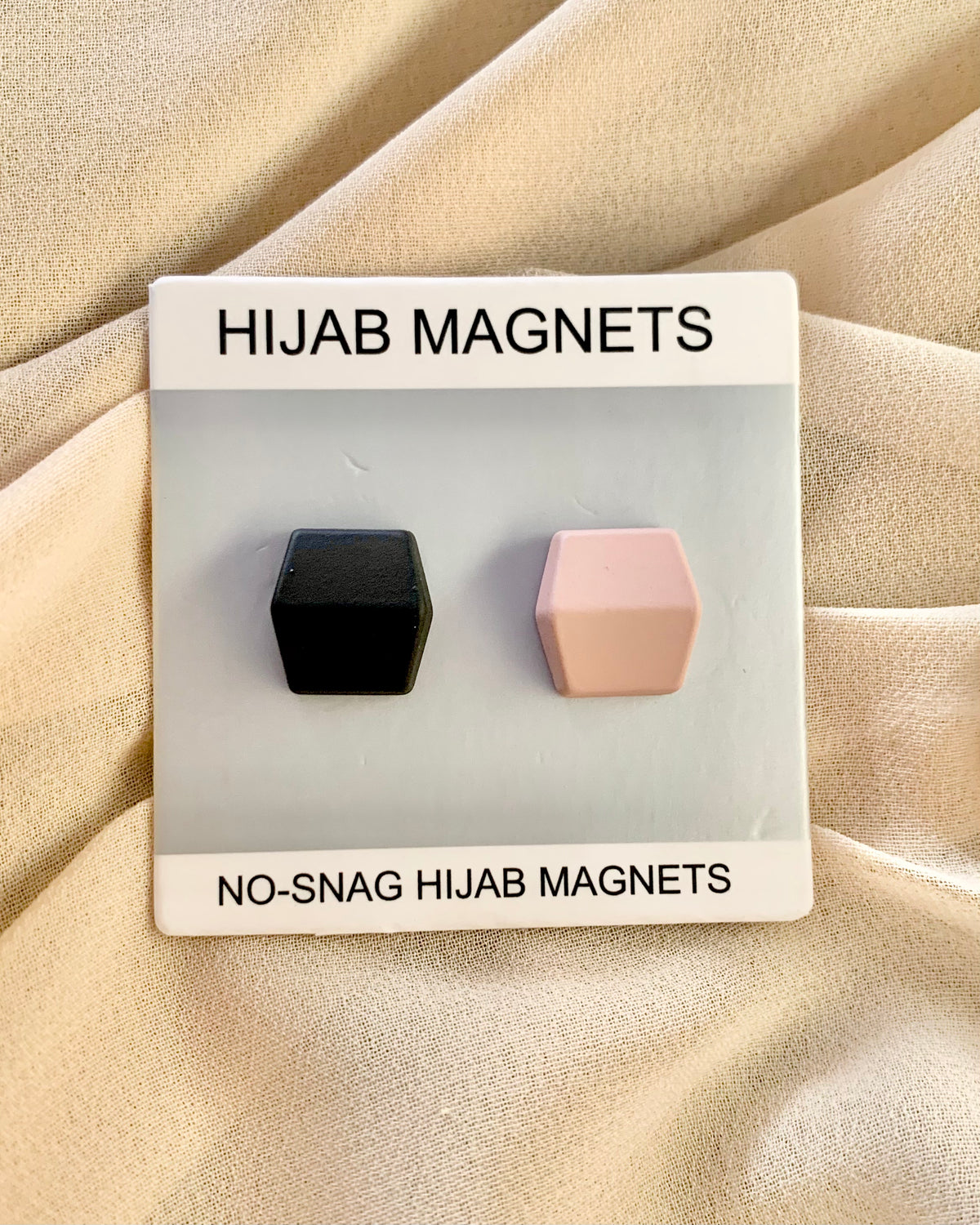 Matte Hexagon Hijab Magnets - Pack of 2 - Pink & Black