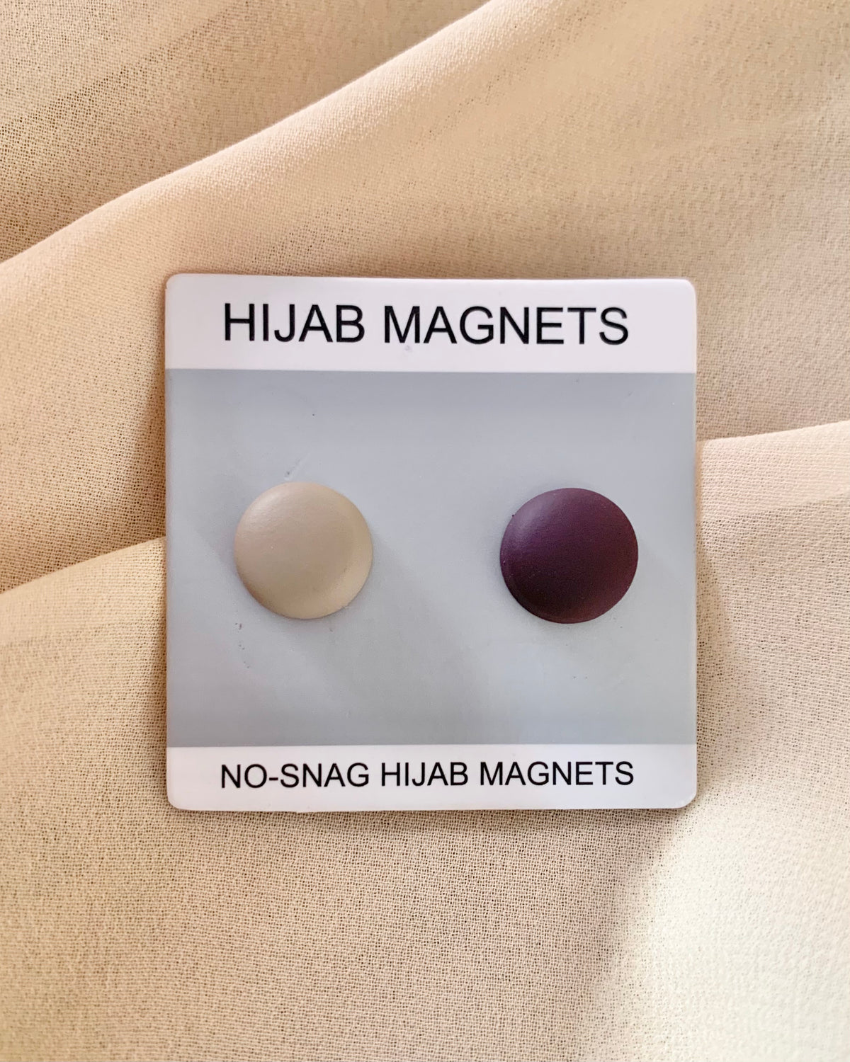 Matte Round Hijab Magnets - Pack of 2 - Beige & Purple