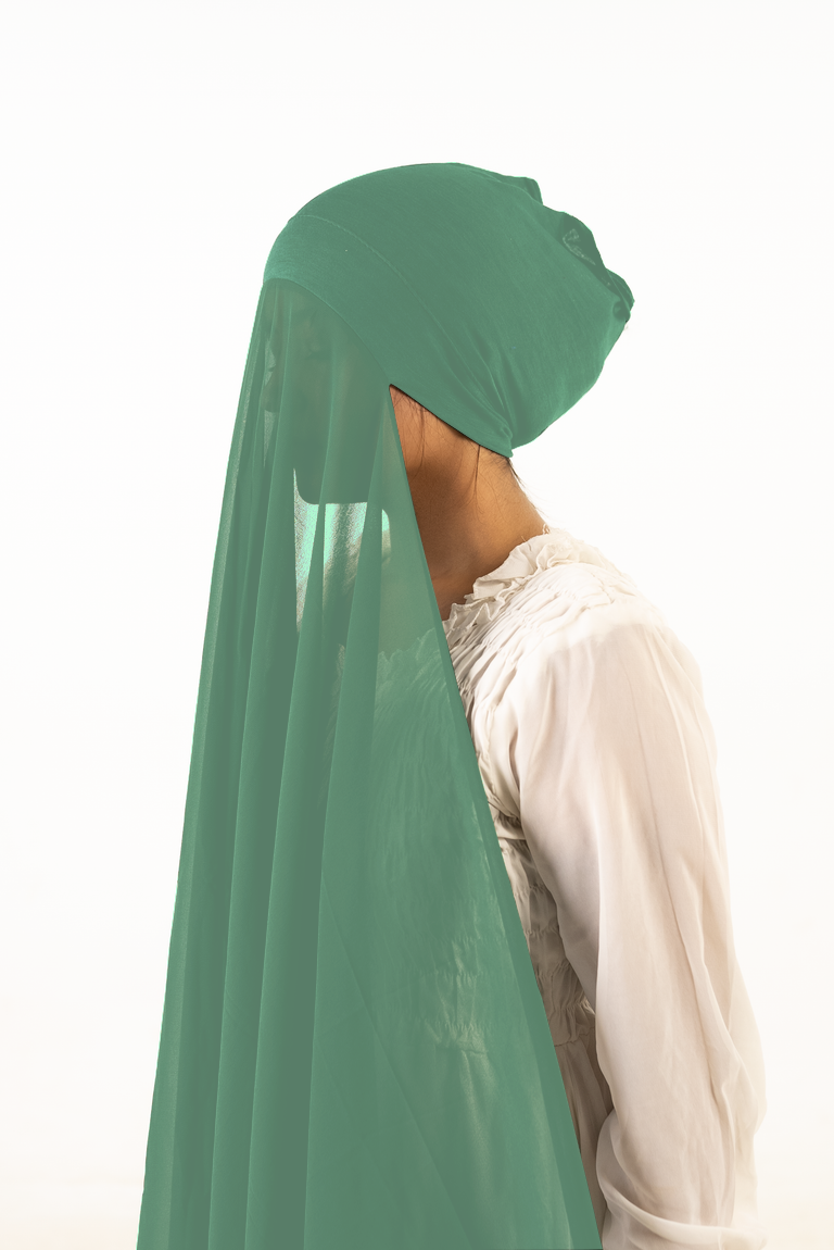 Instant Georgette Hijab with Cap - Spring Green