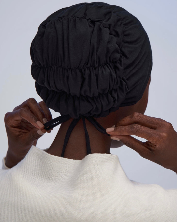 Premium Tie-Back Hijab Cap - Black