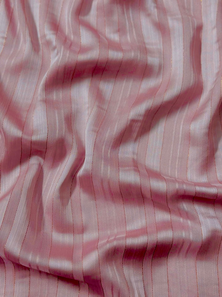 Striped Silk Chiffon - Dusky Rose