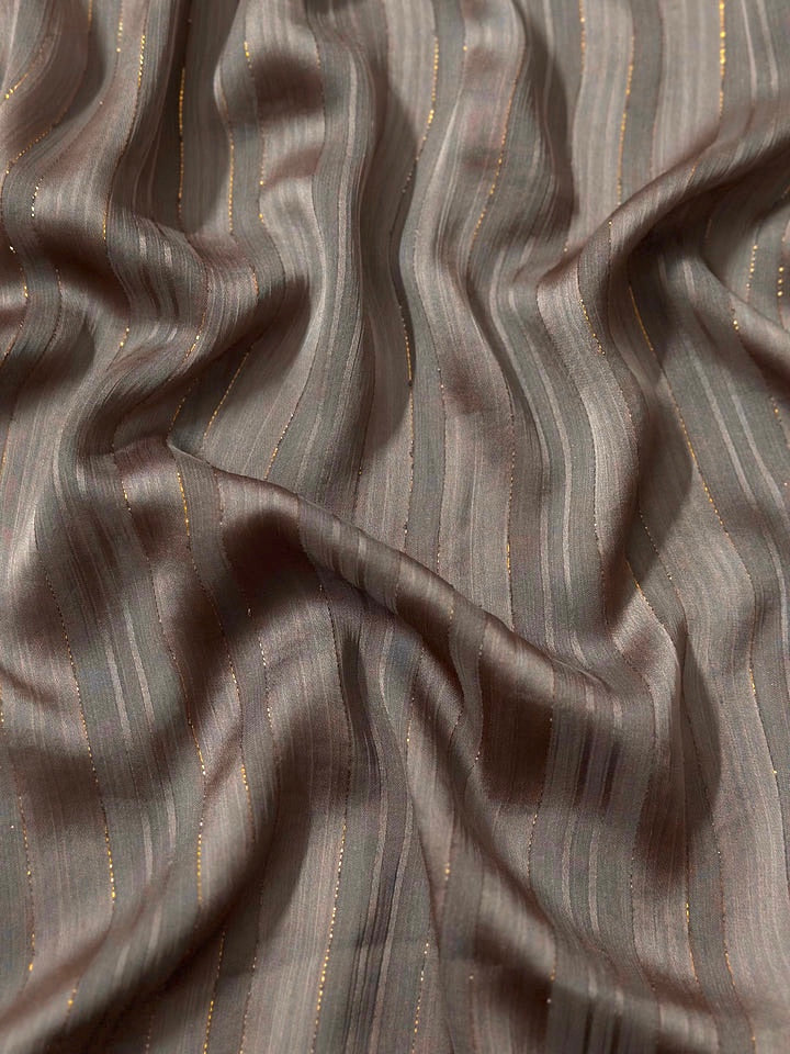 Striped Silk Chiffon - Chestnut