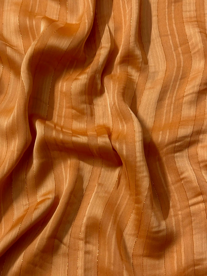 Striped Silk Chiffon - Tiger Orange