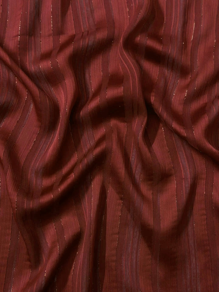 Striped Silk Chiffon - Rustic Red