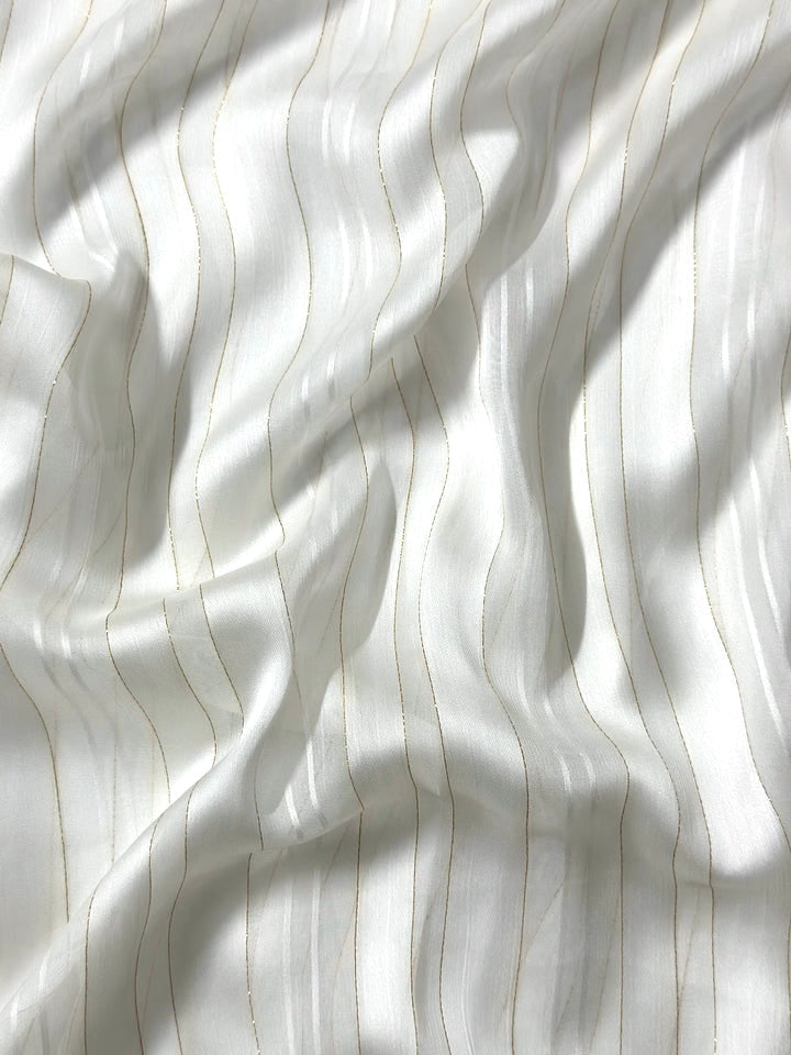 Striped Silk Chiffon - Pearl White